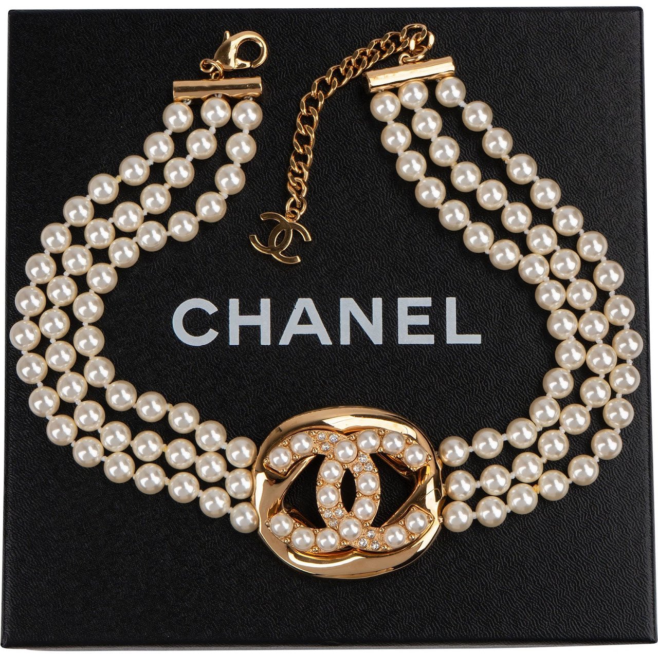 Chanel Pearl CC Choker Necklace Collier 2024 Wit