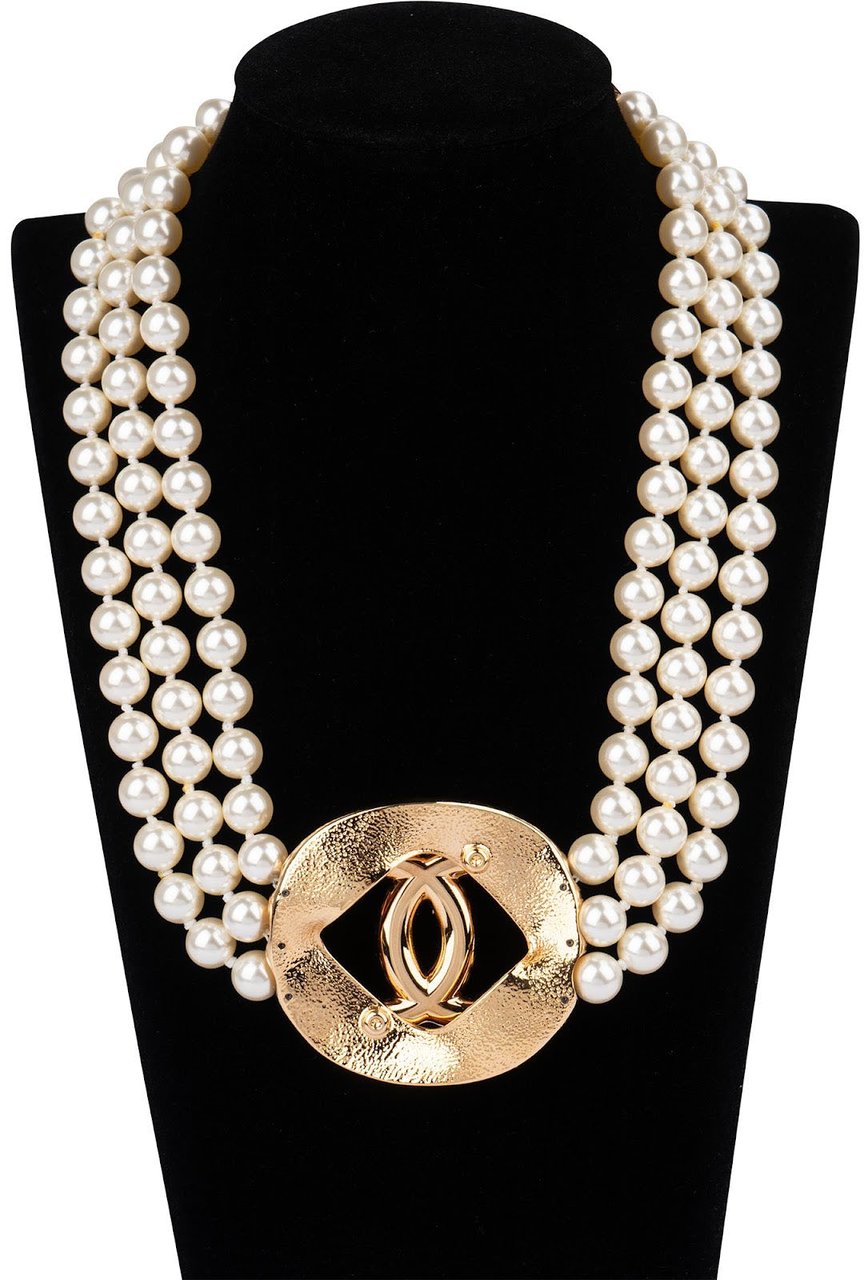 Chanel Pearl CC Choker Necklace Collier 2024 Wit