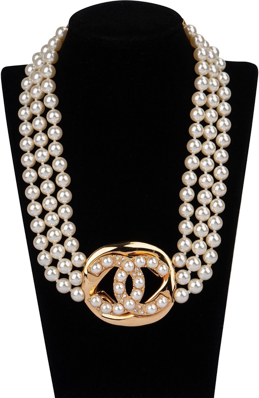 Chanel Pearl CC Choker Necklace Collier 2024 Wit