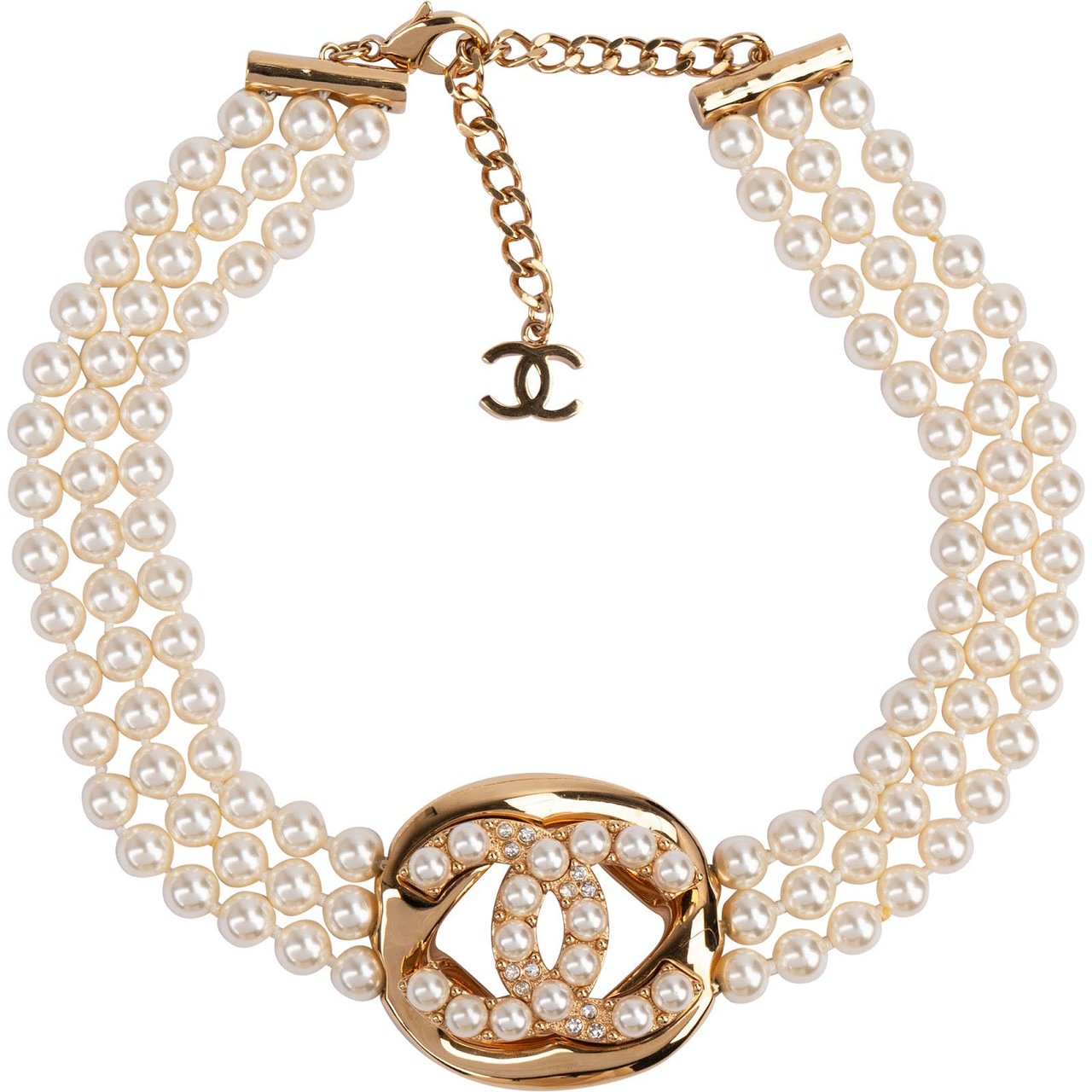 Chanel Pearl CC Choker Necklace Collier 2024 Wit