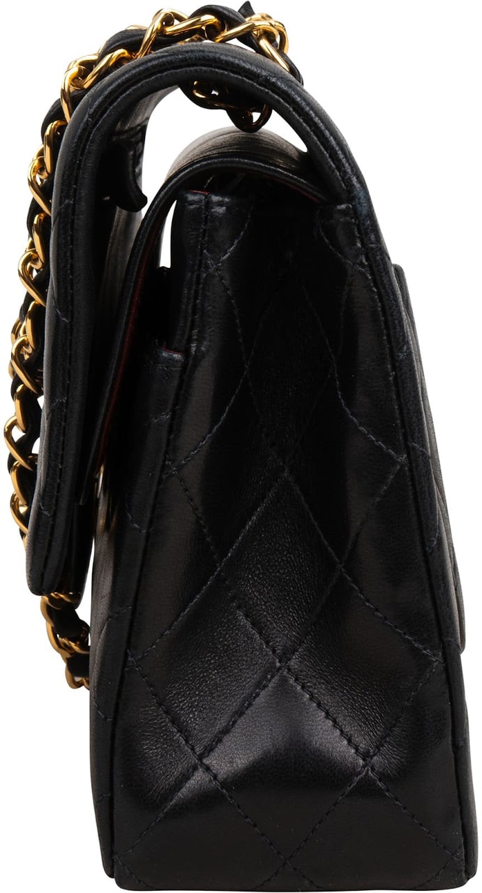 Chanel Quilted Lambskin 24K Gold Medium Double Flap Shoulder Bag Zwart