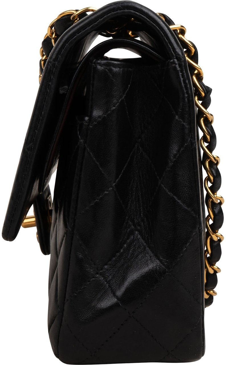 Chanel Quilted Lambskin 24K Gold Medium Double Flap Shoulder Bag Zwart