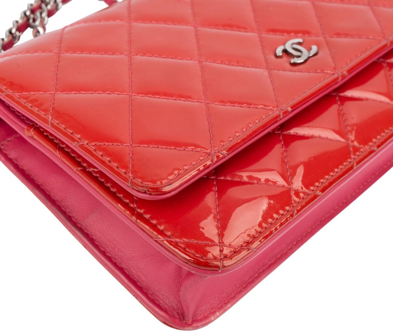 Chanel Quilted Patent Leather Wallet on Chain Crossbody Bag Divers