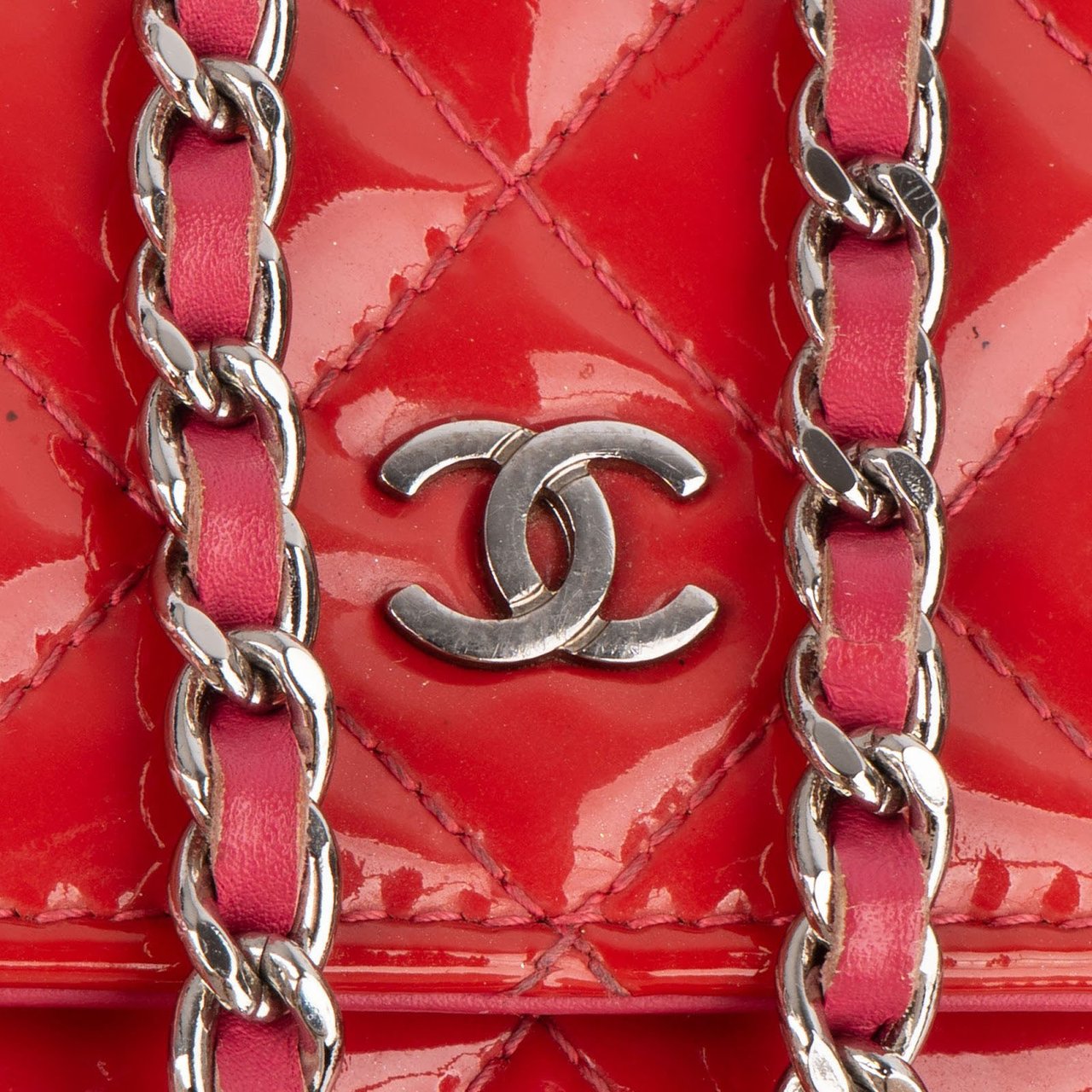 Chanel Quilted Patent Leather Wallet on Chain Crossbody Bag Divers