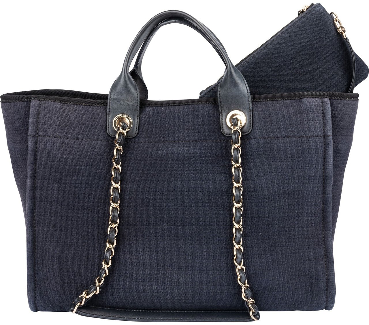 Chanel Bleu Cotton Deauville Tote Handbag Navy