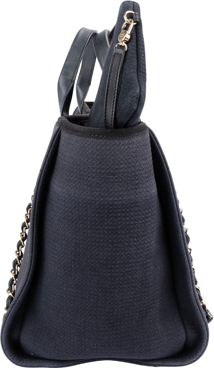 Chanel Bleu Cotton Deauville Tote Handbag Navy