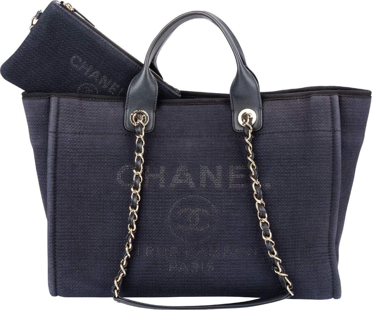 Chanel Bleu Cotton Deauville Tote Handbag Navy