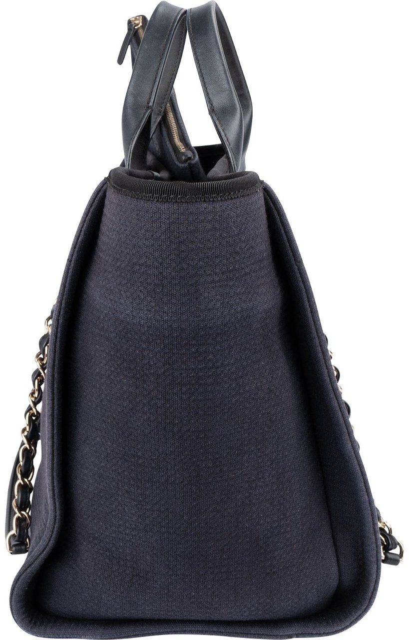 Chanel Bleu Cotton Deauville Tote Handbag Navy