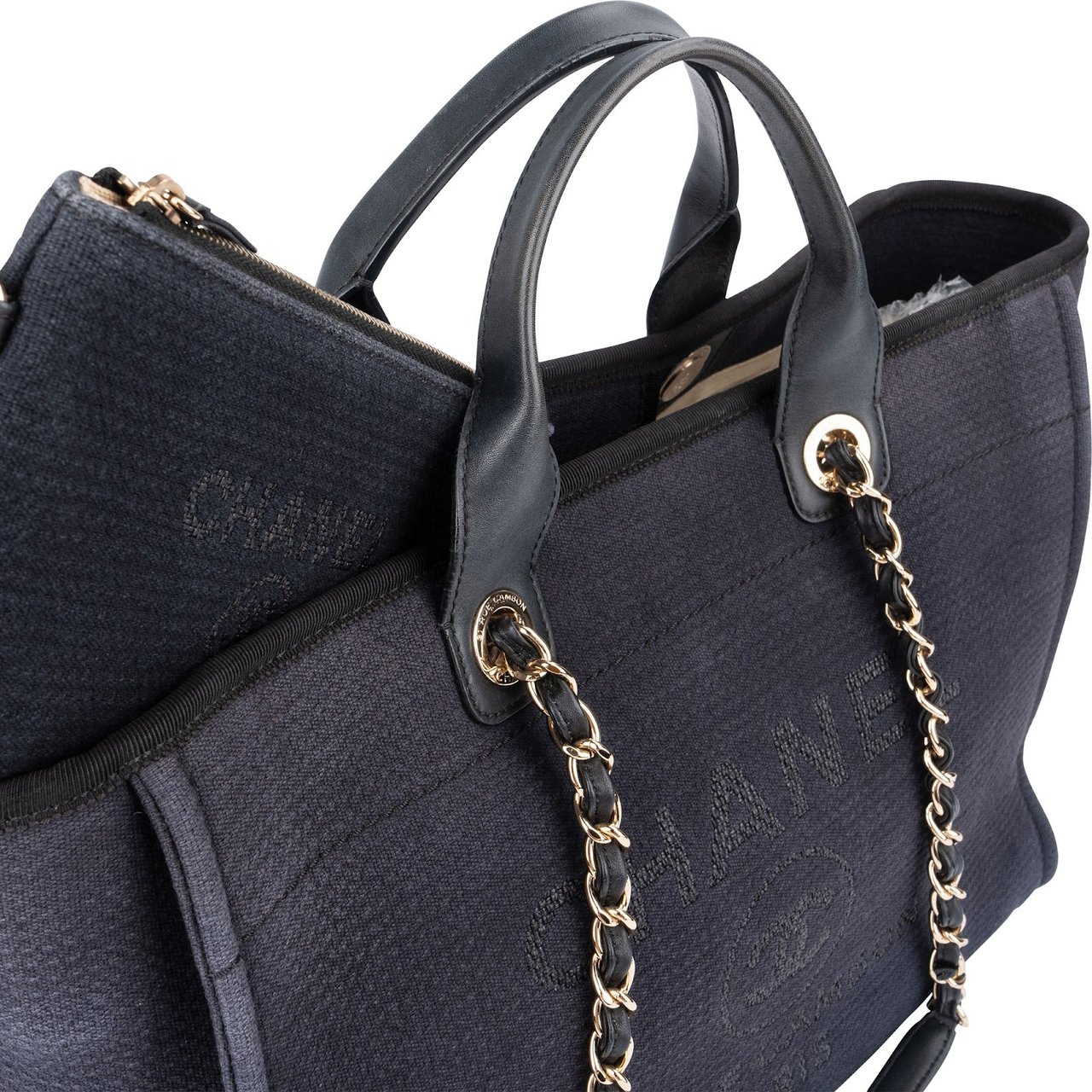 Chanel Bleu Cotton Deauville Tote Handbag Navy