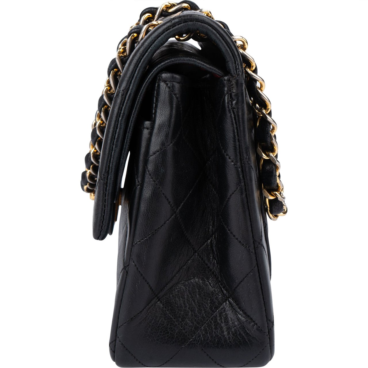 Chanel Chanel Quilted Lambskin 24K Gold Small Double Flap Shoulder Bag Zwart