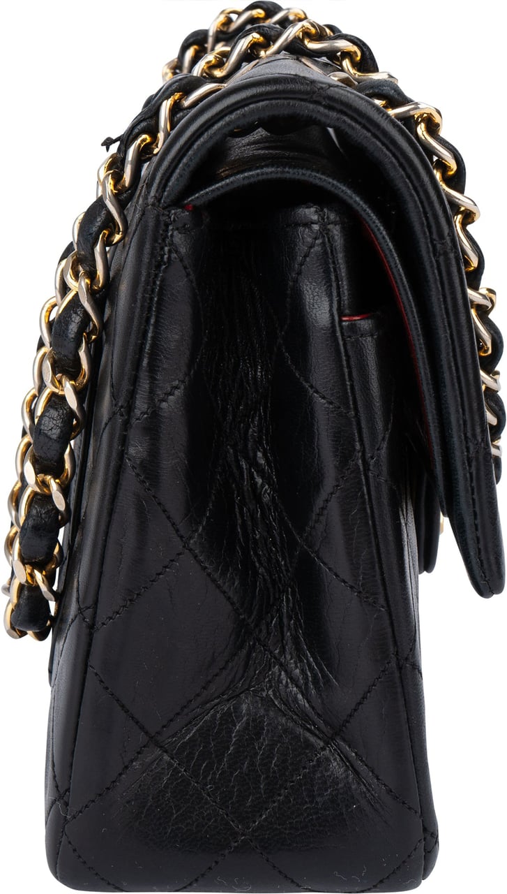Chanel Chanel Quilted Lambskin 24K Gold Small Double Flap Shoulder Bag Zwart