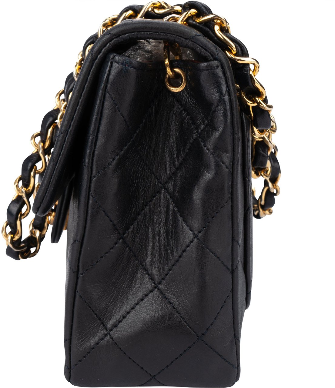 Chanel Chanel Quilted Lambskin 24K Gold Single Flap Crossbody Bag Zwart