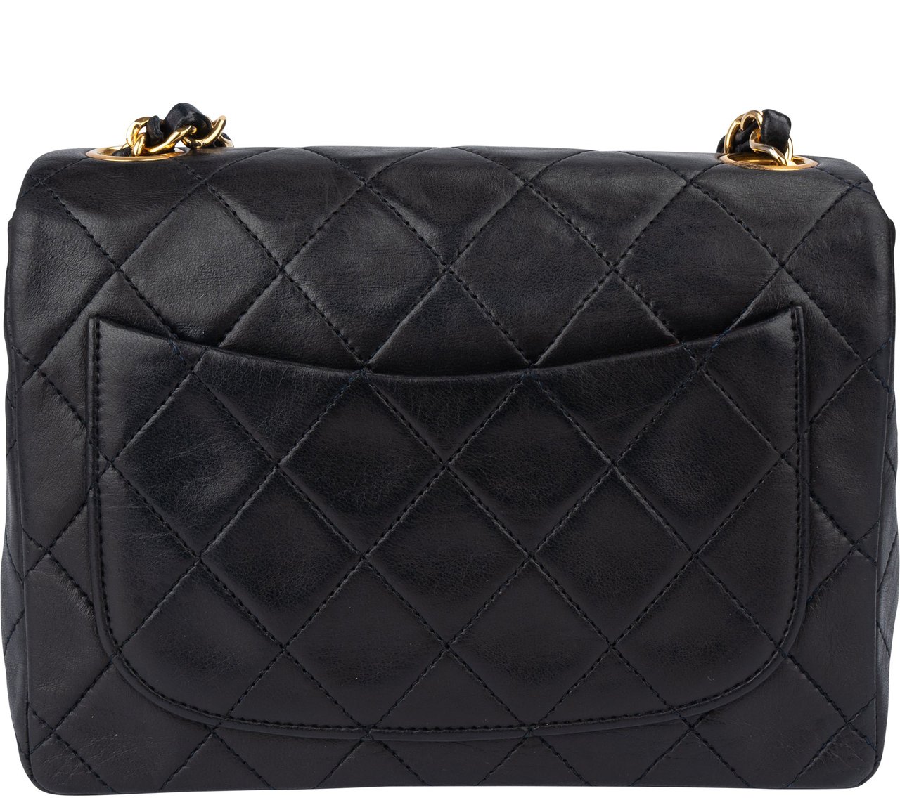 Chanel Chanel Quilted Lambskin 24K Gold Single Flap Crossbody Bag Zwart