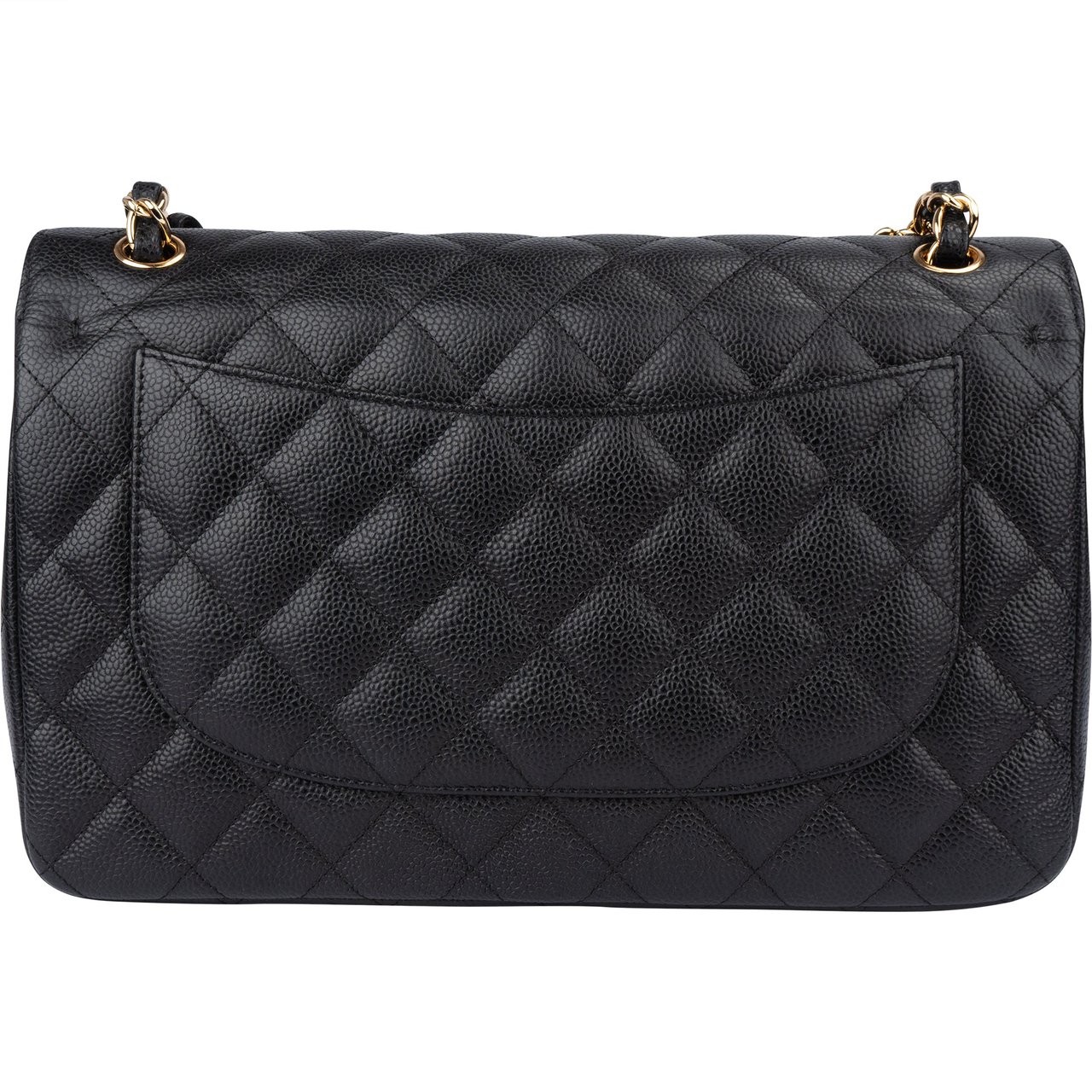 Chanel Chanel Quilted Caviar Leather Jumbo Double Flap Crossbody Bag Zwart
