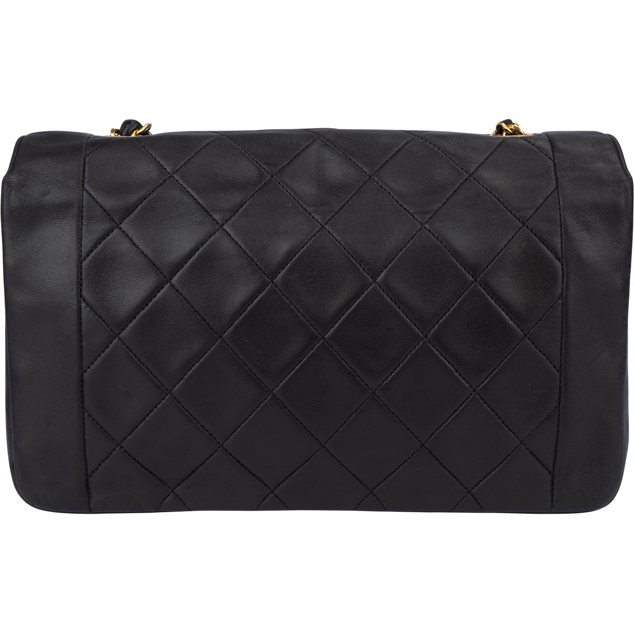 Chanel Chanel Quilted Lambskin 24K Gold Single Flap Crossbody Bag Zwart