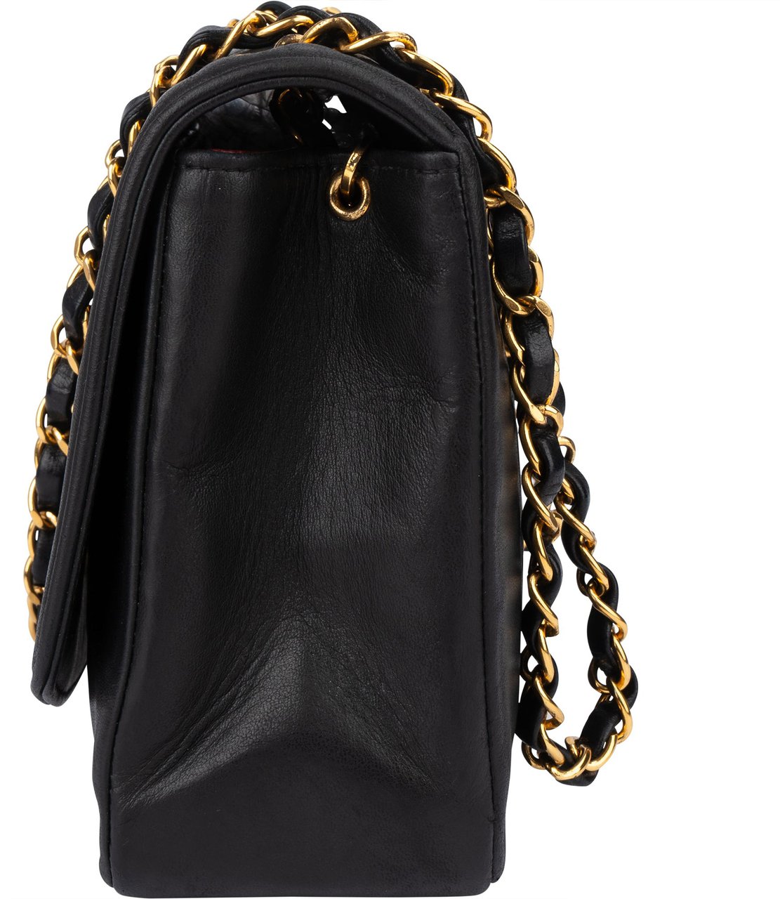 Chanel Chanel Quilted Lambskin 24K Gold Single Flap Crossbody Bag Zwart