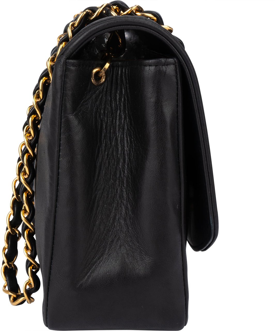 Chanel Chanel Quilted Lambskin 24K Gold Single Flap Crossbody Bag Zwart