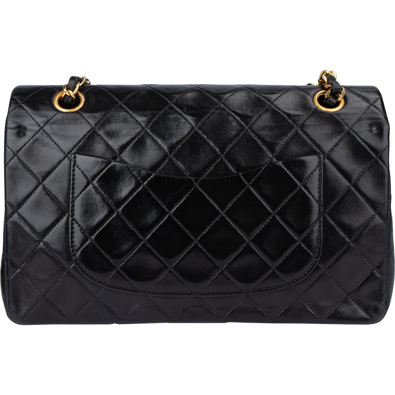 Chanel Chanel Quilted Lambskin 24K Gold Medium Double Flap Crossbody Bag Zwart