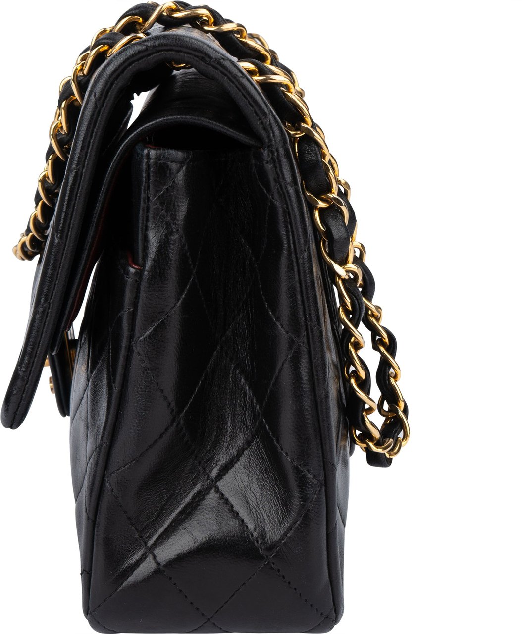 Chanel Chanel Quilted Lambskin 24K Gold Medium Double Flap Crossbody Bag Zwart