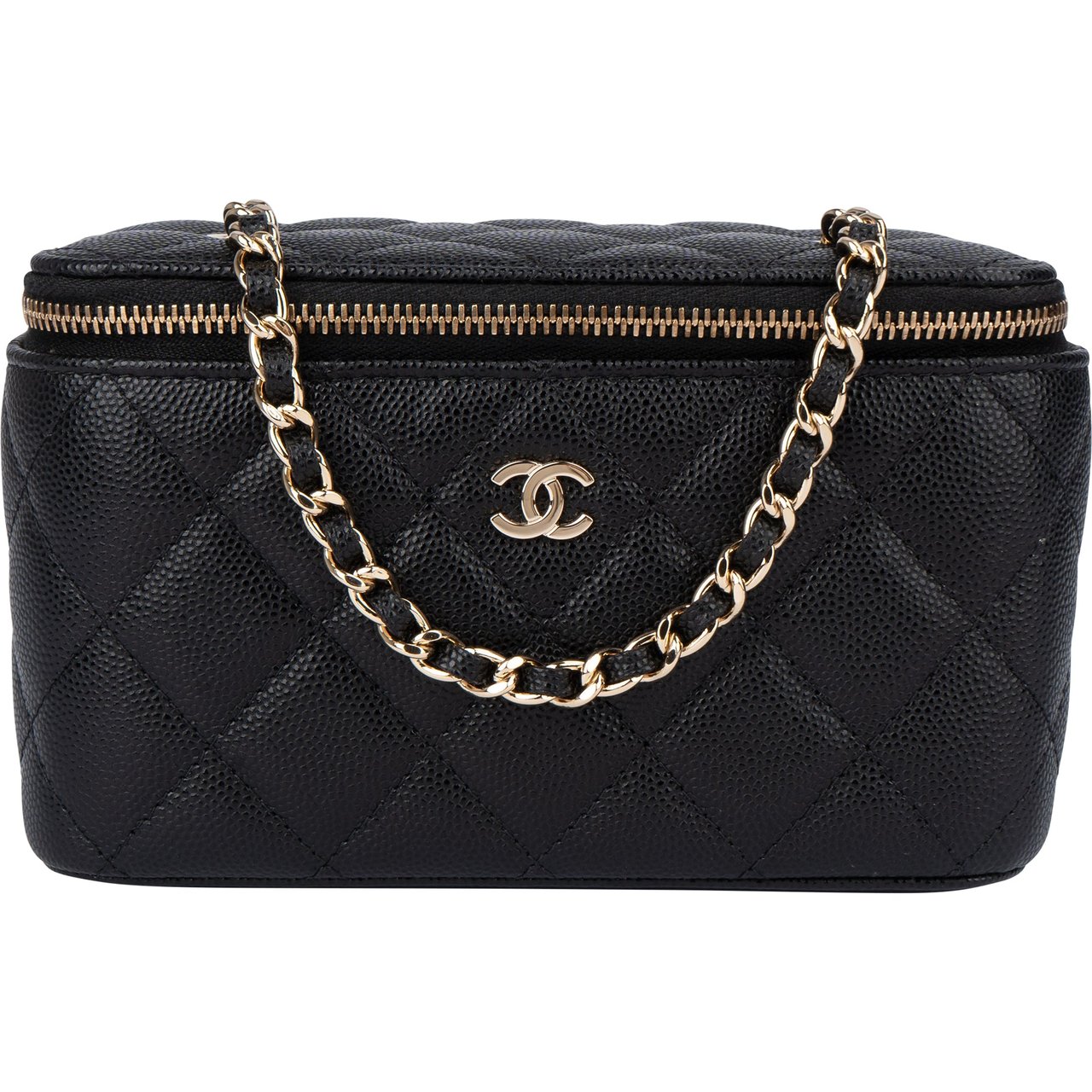 Chanel Chanel Quilted Caviar Leather CC Vanity Crossbody Bag Zwart