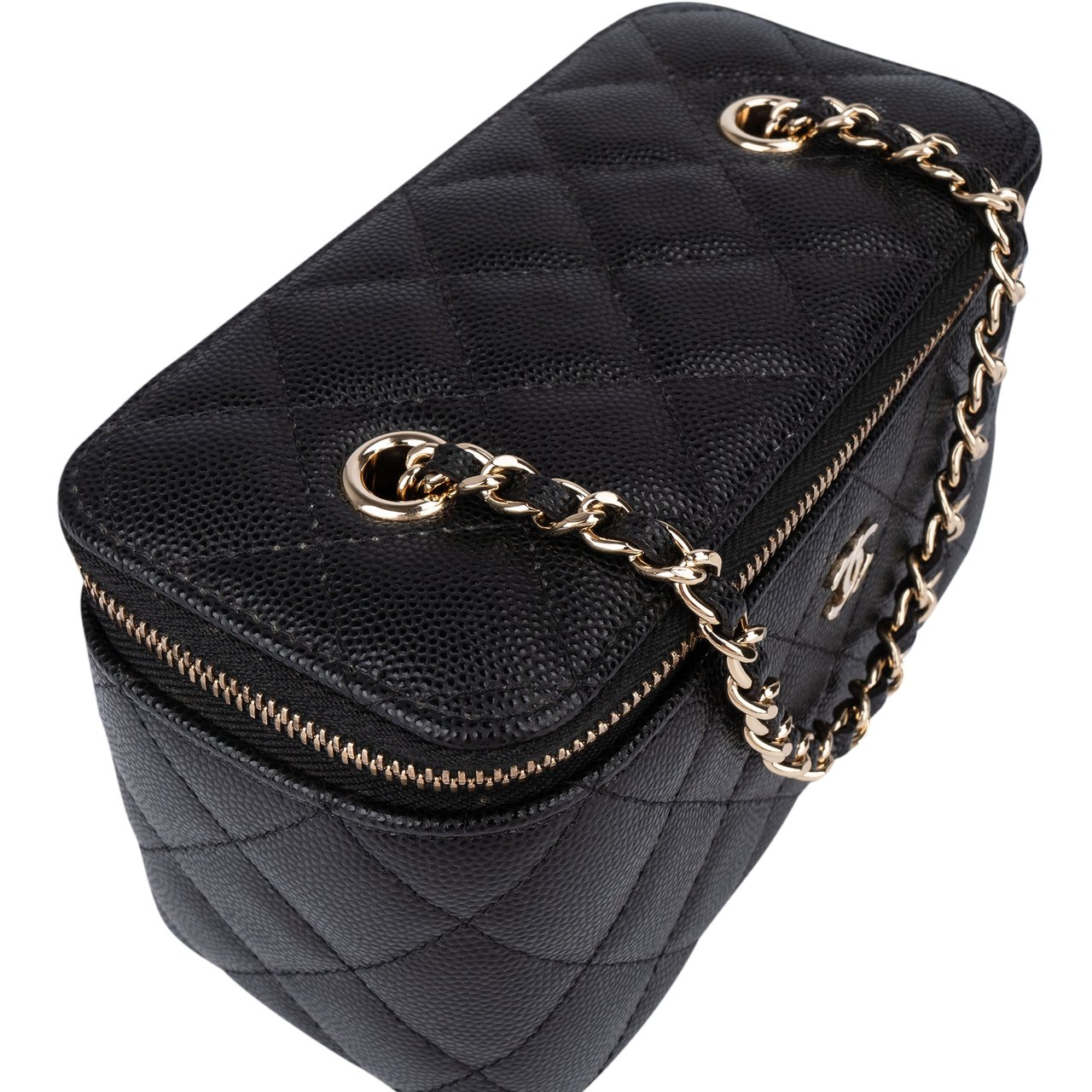 Chanel Chanel Quilted Caviar Leather CC Vanity Crossbody Bag Zwart