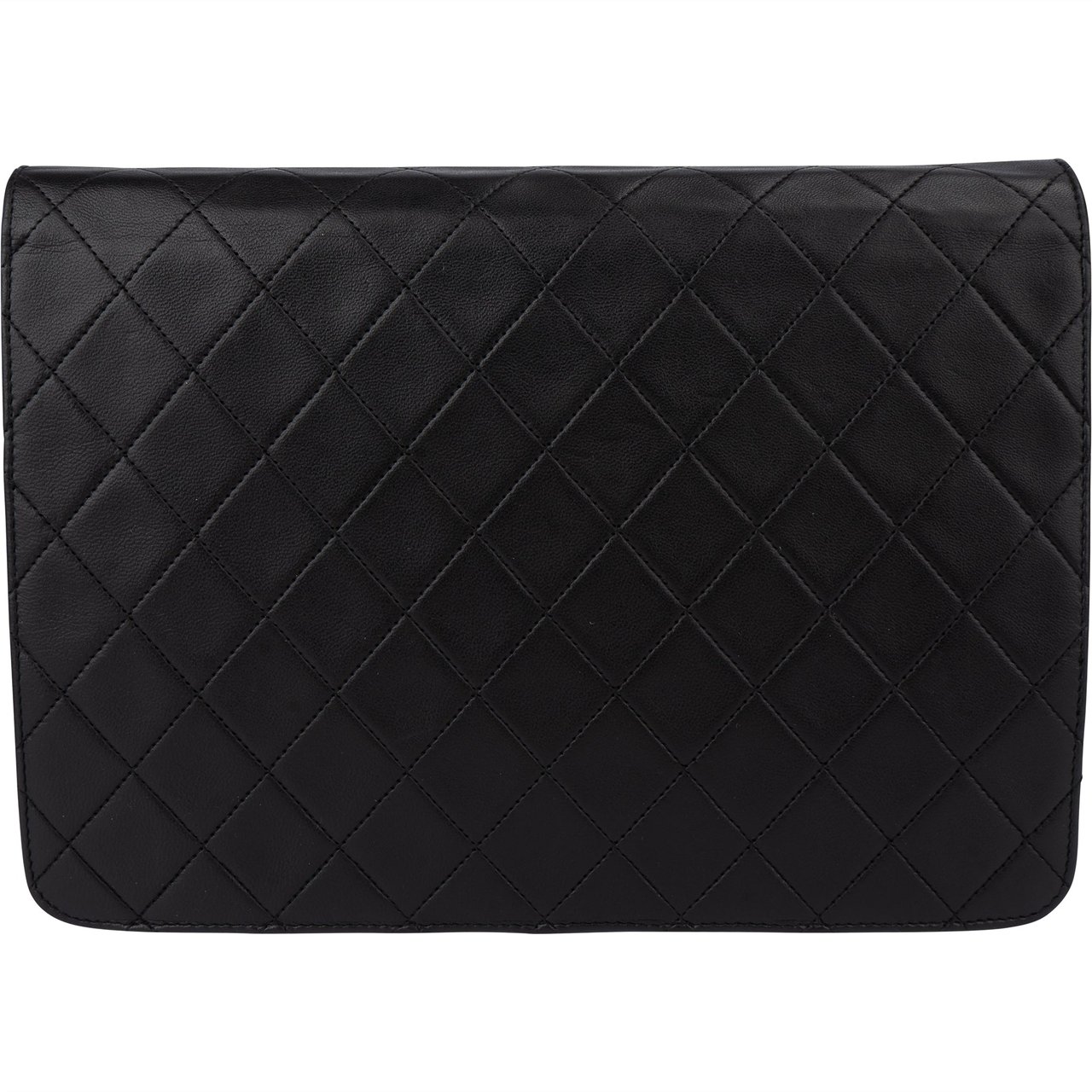 Chanel Chanel Quilted Lambskin 24K Gold Single Flap Shoulder Bag Zwart