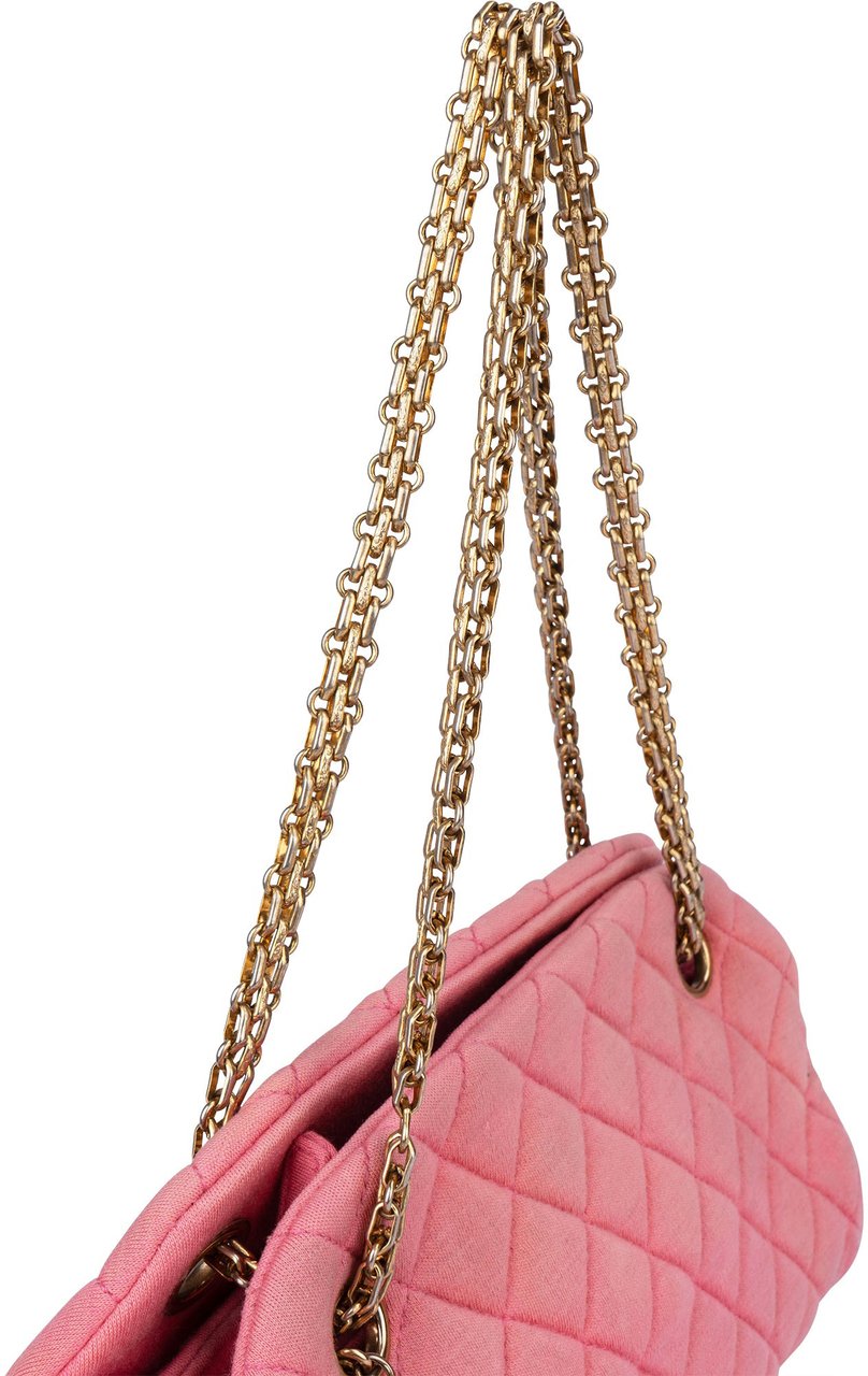 Chanel Chanel Pink Quilted Cotton CC Shoulder Bag Roze