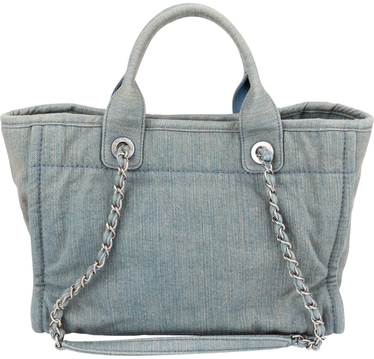 Chanel Denim Deauville Small Tote Shoulder Handbag Lichtblauw