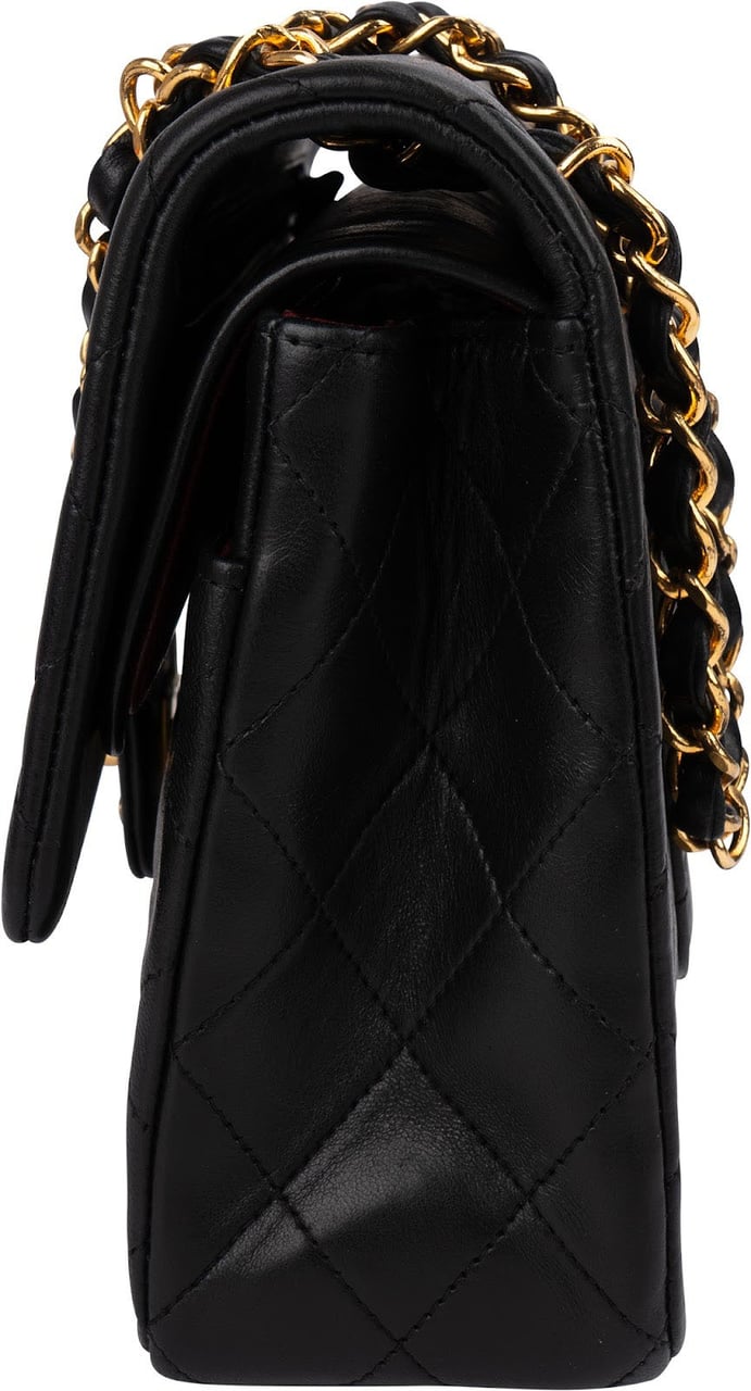 Chanel Quilted Lambskin 24K Gold Medium Double Flap Shoulder Bag Zwart