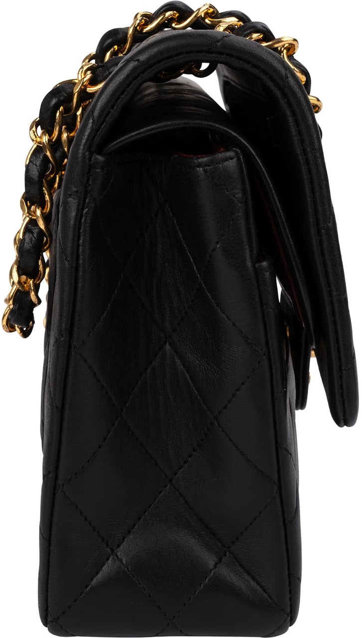 Chanel Quilted Lambskin 24K Gold Medium Double Flap Shoulder Bag Zwart