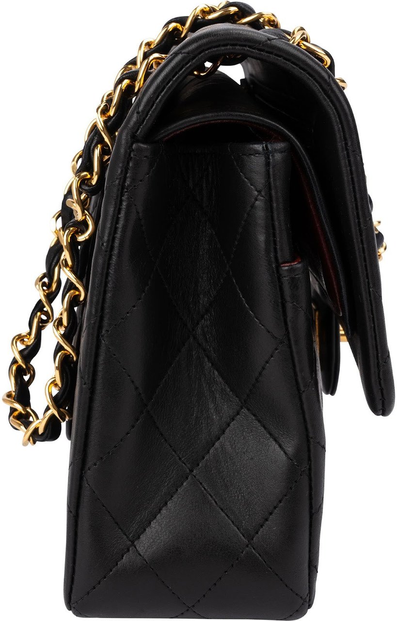 Chanel Quilted Lambskin 24K Gold Medium Double Flap Shoulder Bag Zwart