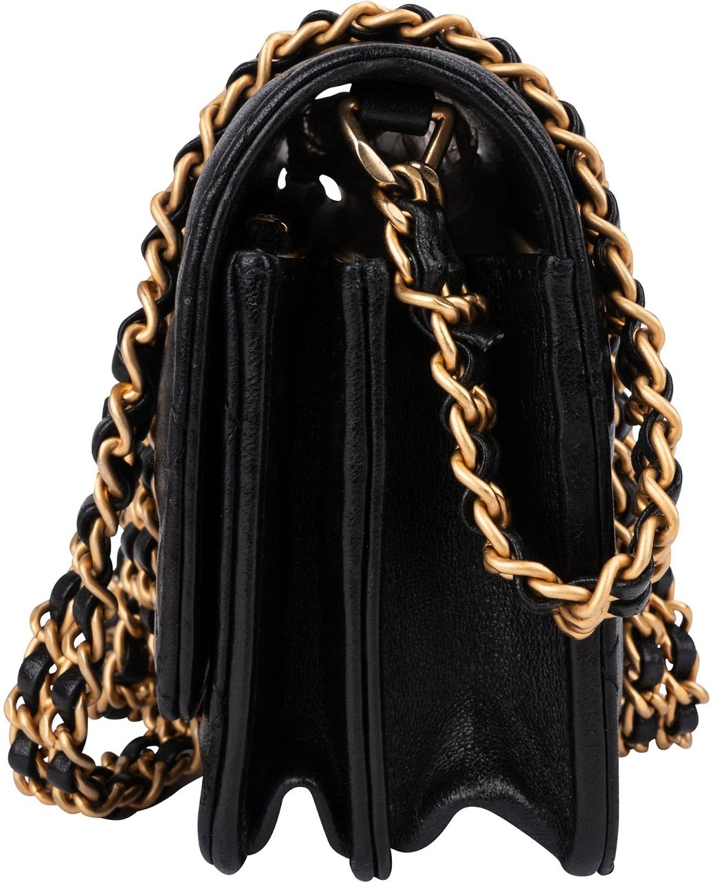 Chanel Quilted Lambskin Rectangular Wallet On Chain Crossbody Bag Zwart