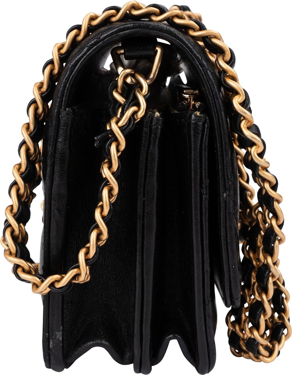 Chanel Quilted Lambskin Rectangular Wallet On Chain Crossbody Bag Zwart