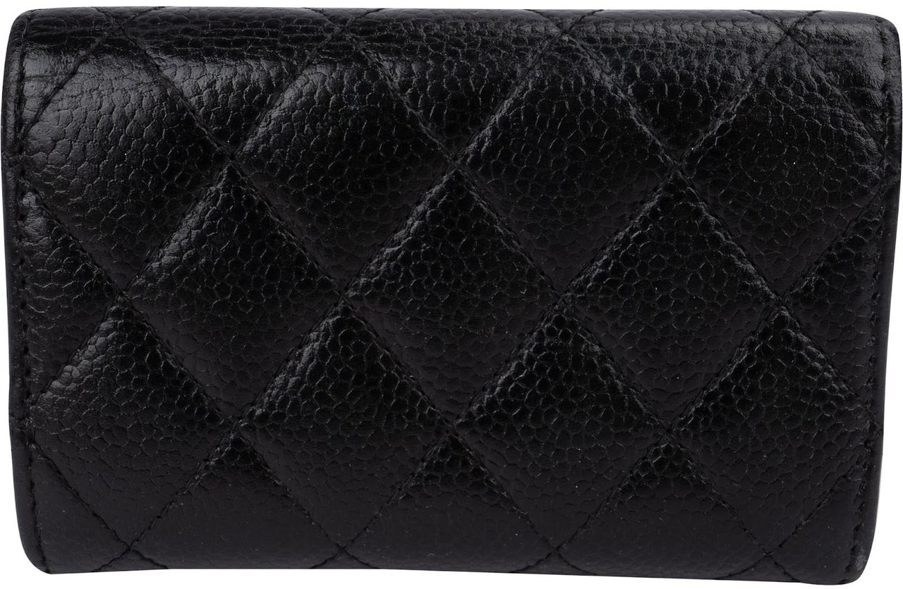 Chanel Quilted Caviar Classic Flap Card Holder Wallet Zwart