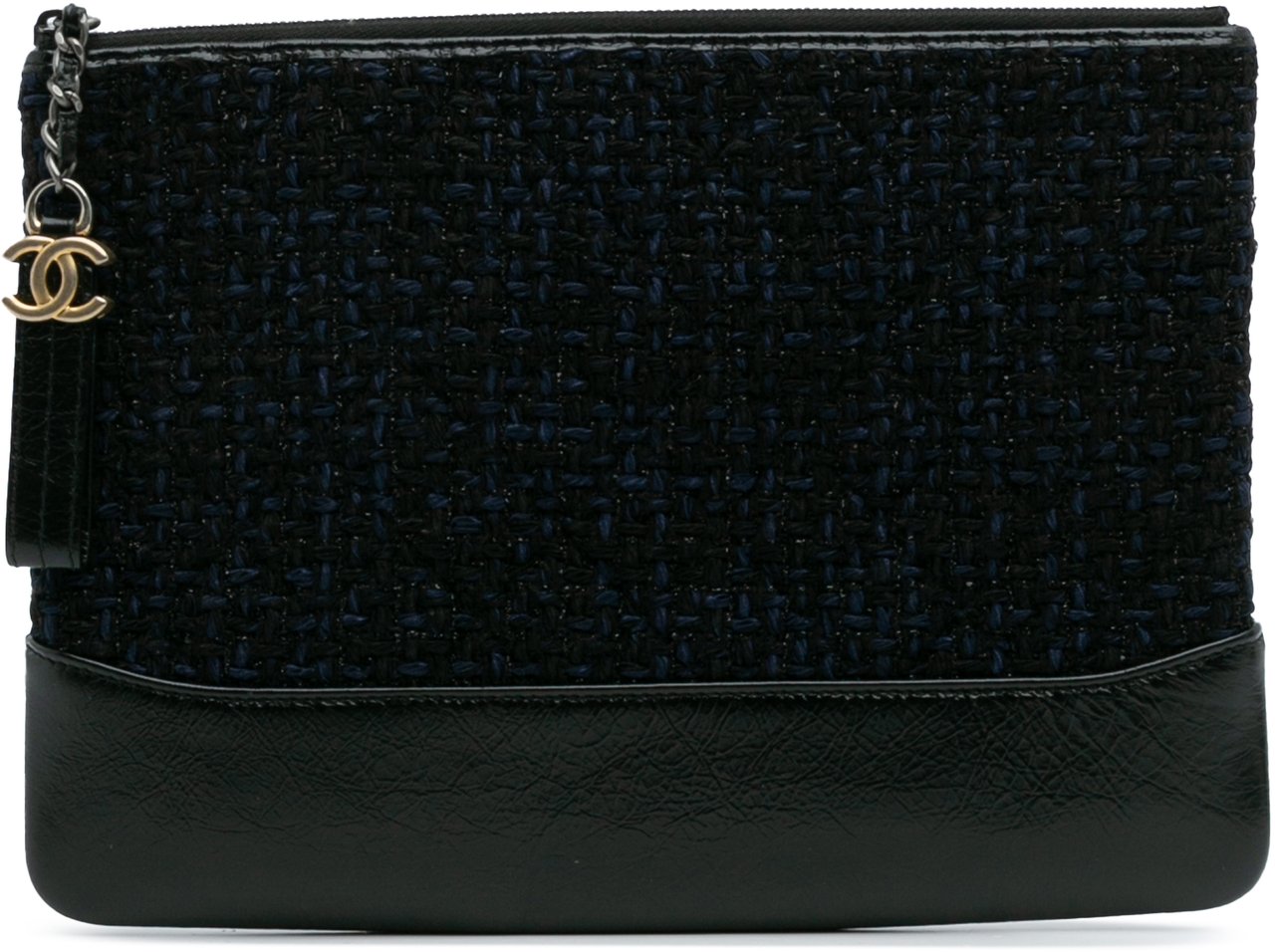 Chanel Medium Tweed and Calfskin Gabrielle O Case Clutch Blauw