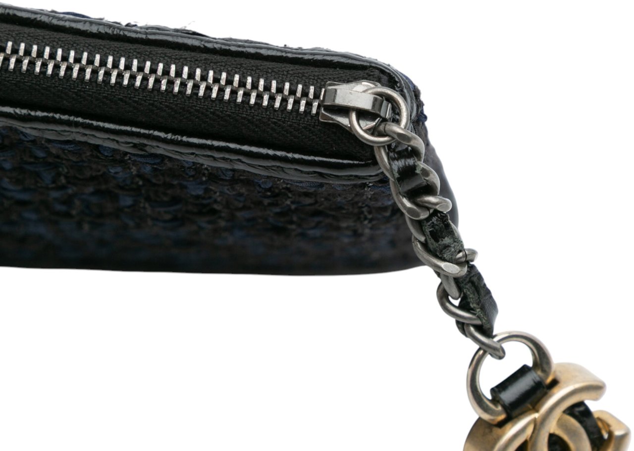 Chanel Medium Tweed and Calfskin Gabrielle O Case Clutch Blauw
