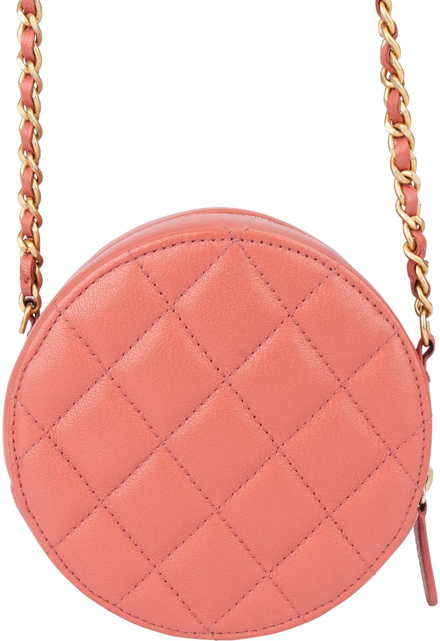Chanel Chanel 19 Quilted Lambskin Round Crossbody Bag Roze