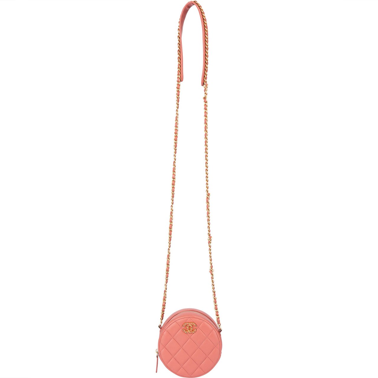 Chanel Chanel 19 Quilted Lambskin Round Crossbody Bag Roze