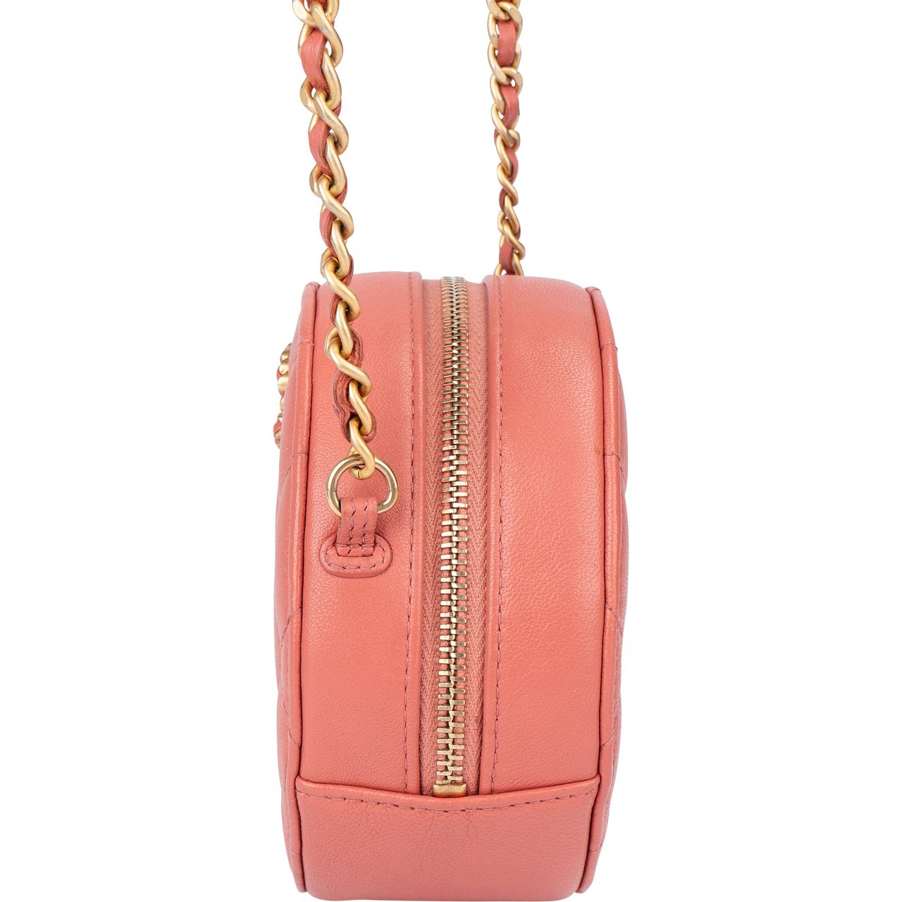 Chanel Chanel 19 Quilted Lambskin Round Crossbody Bag Roze
