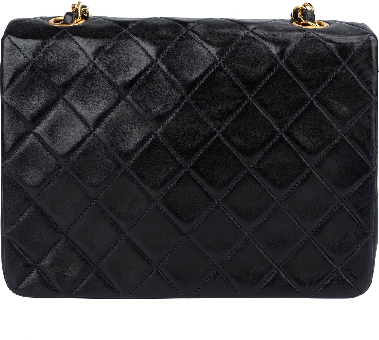 Chanel Chanel Quilted Lambskin 24K Gold Single Flap Crossbody Bag Zwart