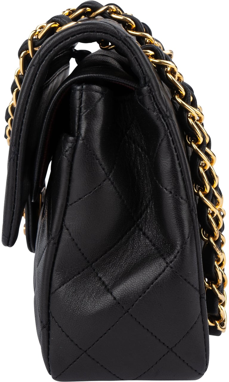 Chanel Chanel Quilted Lambskin 24K Gold Small Double Flap Crossbody Bag Zwart
