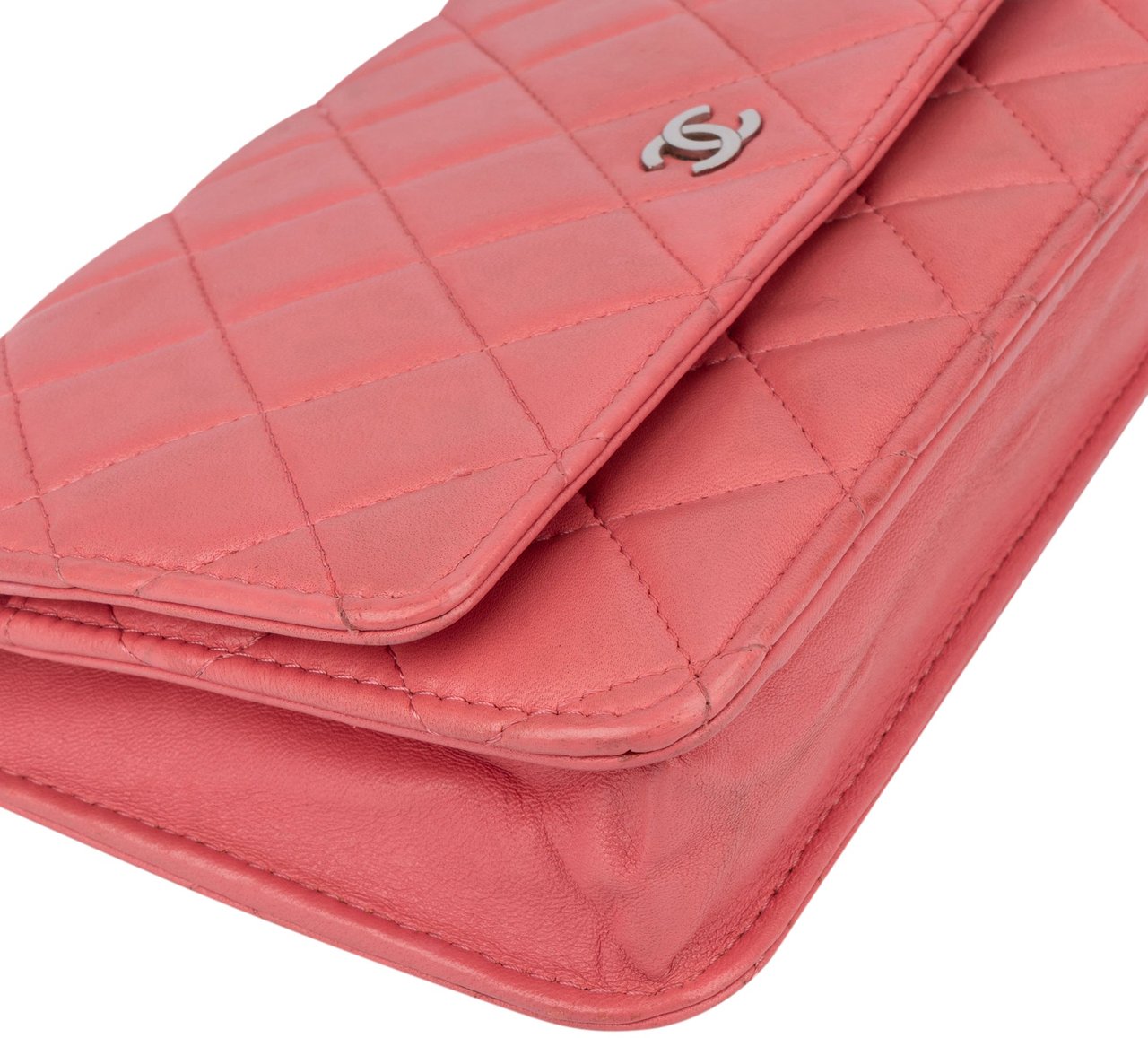 Chanel Chanel Quilted Lambskin Palladium Wallet On Chain Crossbody Bag Roze