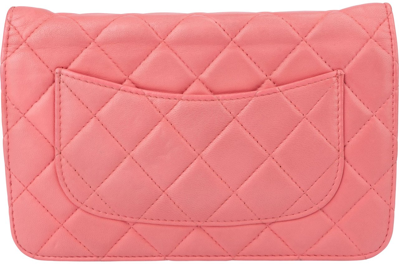 Chanel Chanel Quilted Lambskin Palladium Wallet On Chain Crossbody Bag Rood
