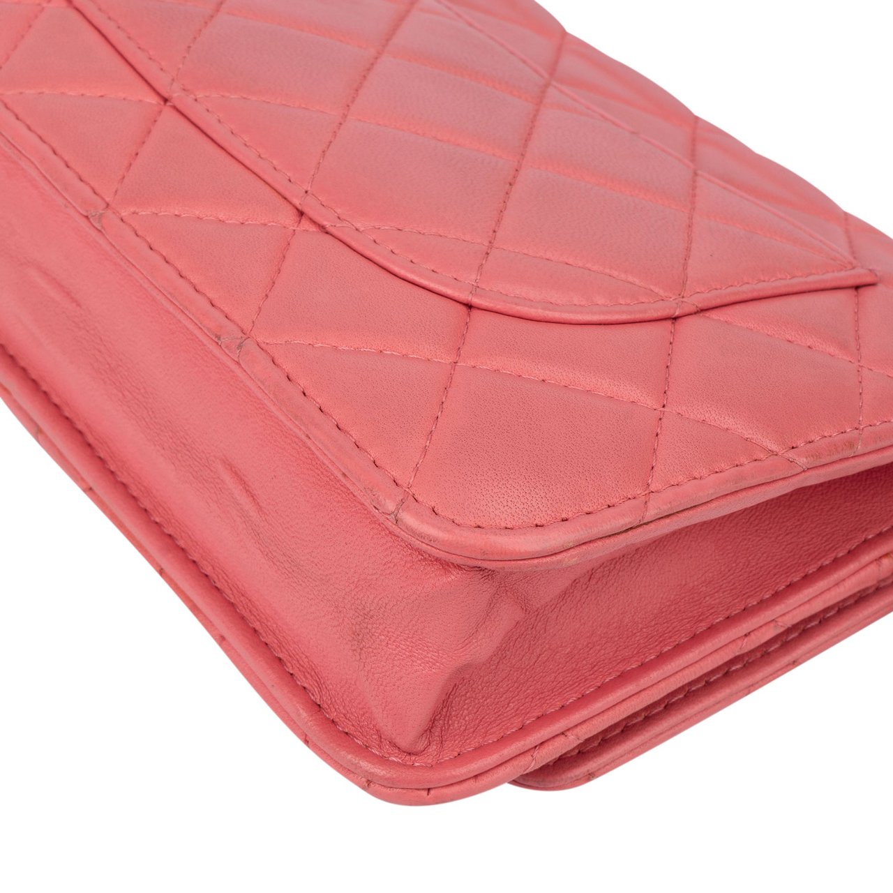 Chanel Chanel Quilted Lambskin Palladium Wallet On Chain Crossbody Bag Roze