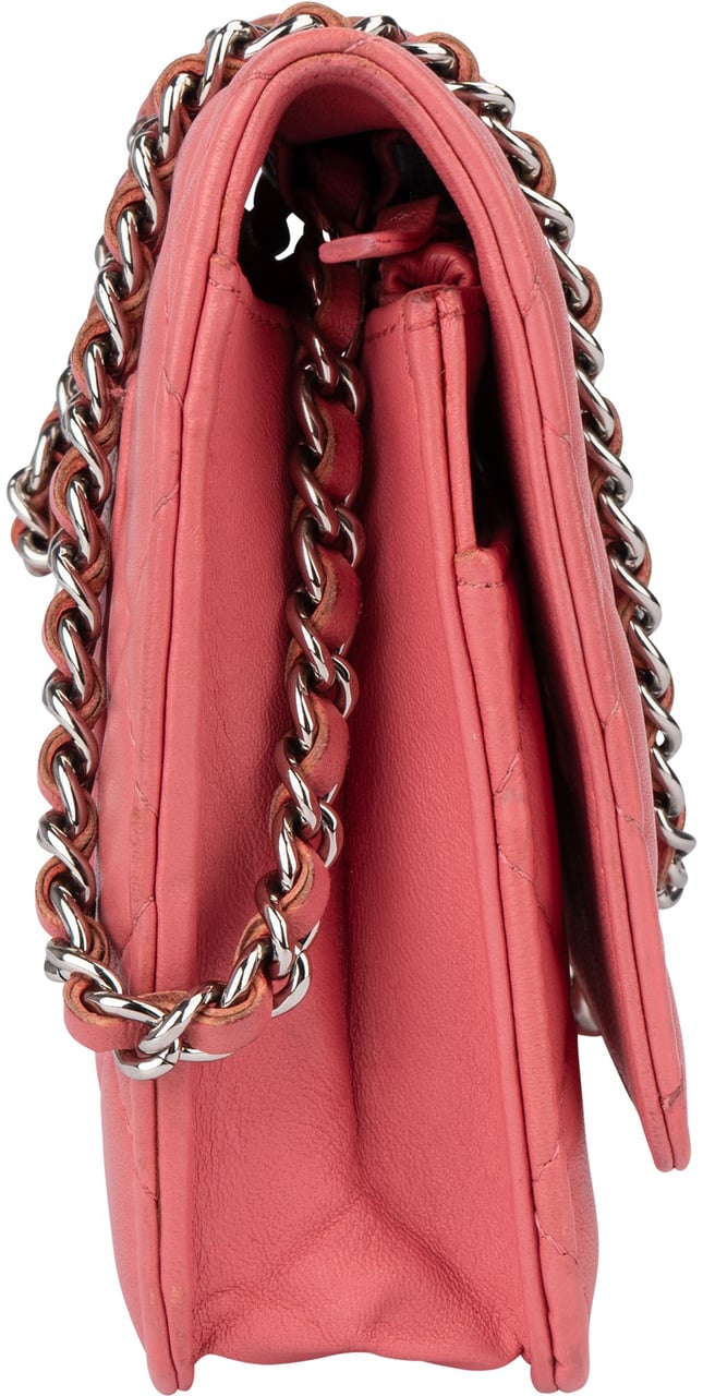 Chanel Chanel Quilted Lambskin Palladium Wallet On Chain Crossbody Bag Rood