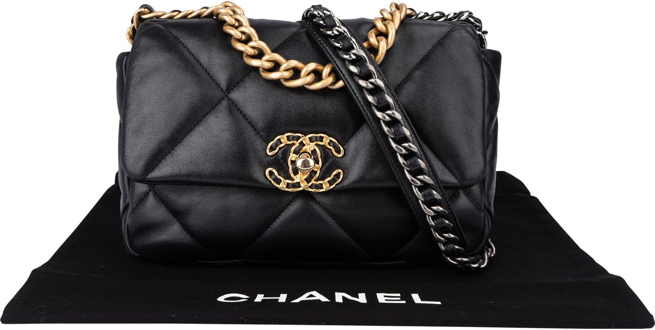 Chanel Chanel 19 Quilted Lambskin Single Flap Crossbody Bag Small Divers