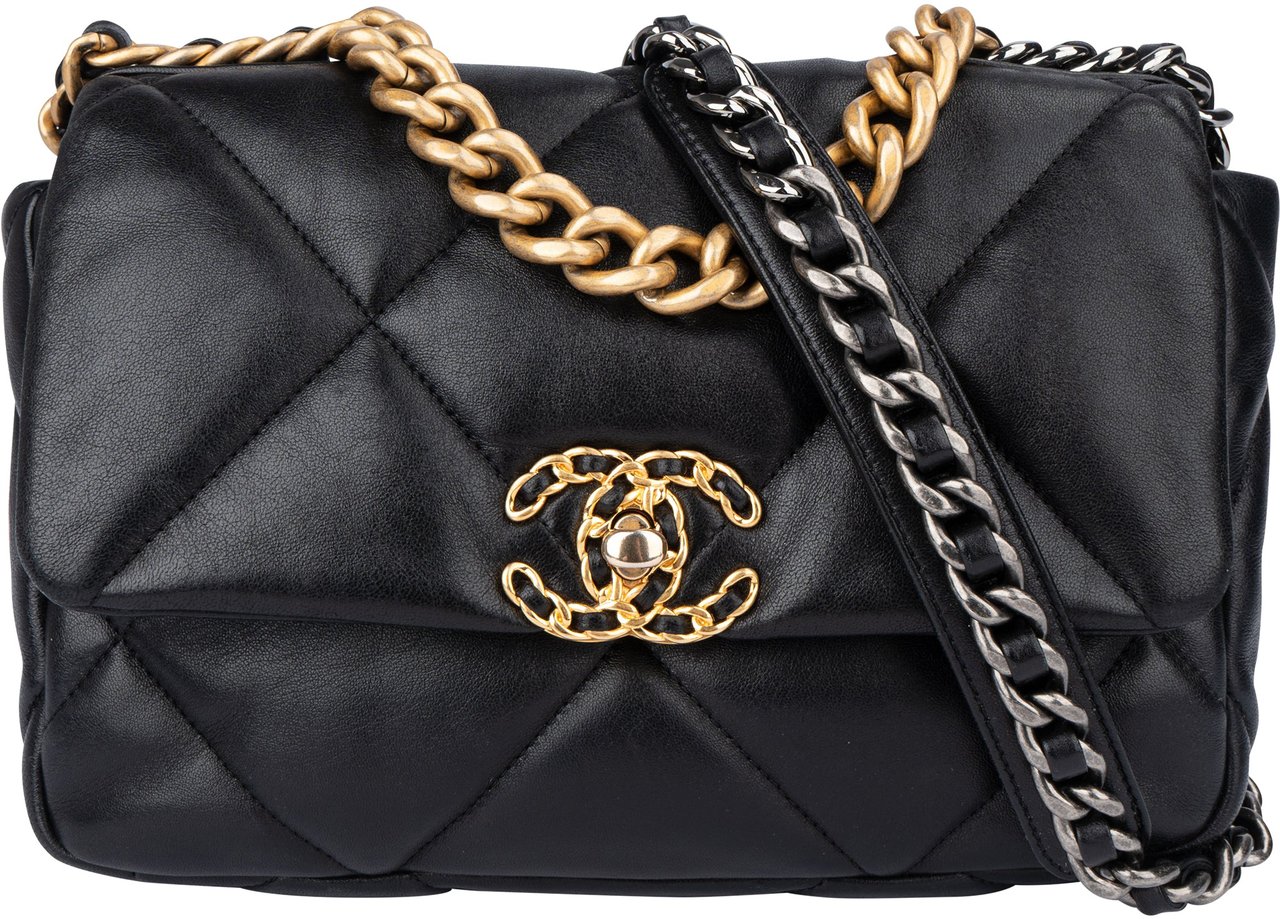Chanel Chanel 19 Quilted Lambskin Single Flap Crossbody Bag Small Divers