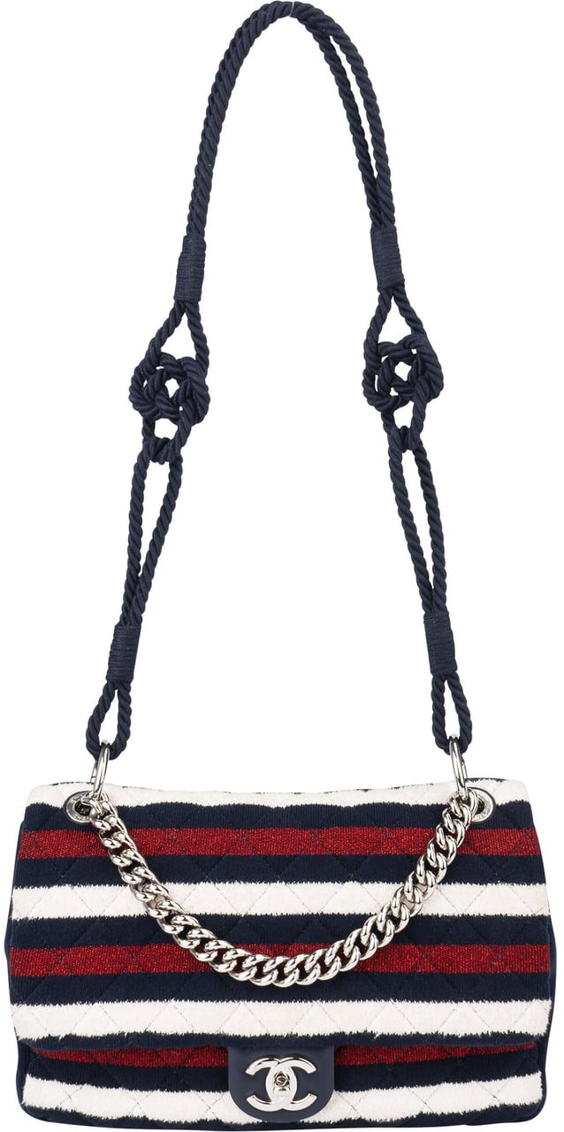Chanel Chanel Limited Multicolor Jersey Single Flap Crossbody Bag Blauw
