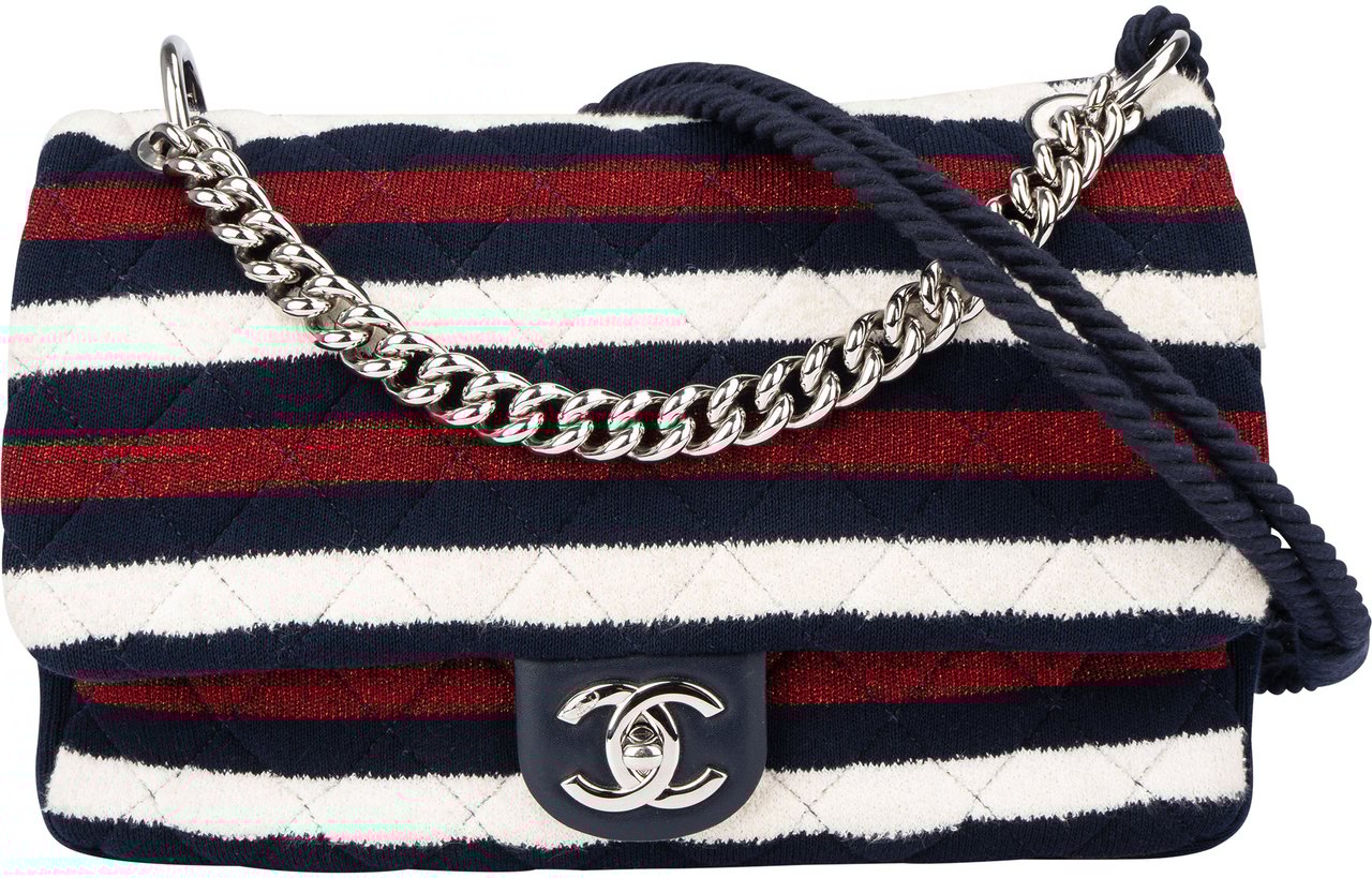Chanel Chanel Limited Multicolor Jersey Single Flap Crossbody Bag Blauw