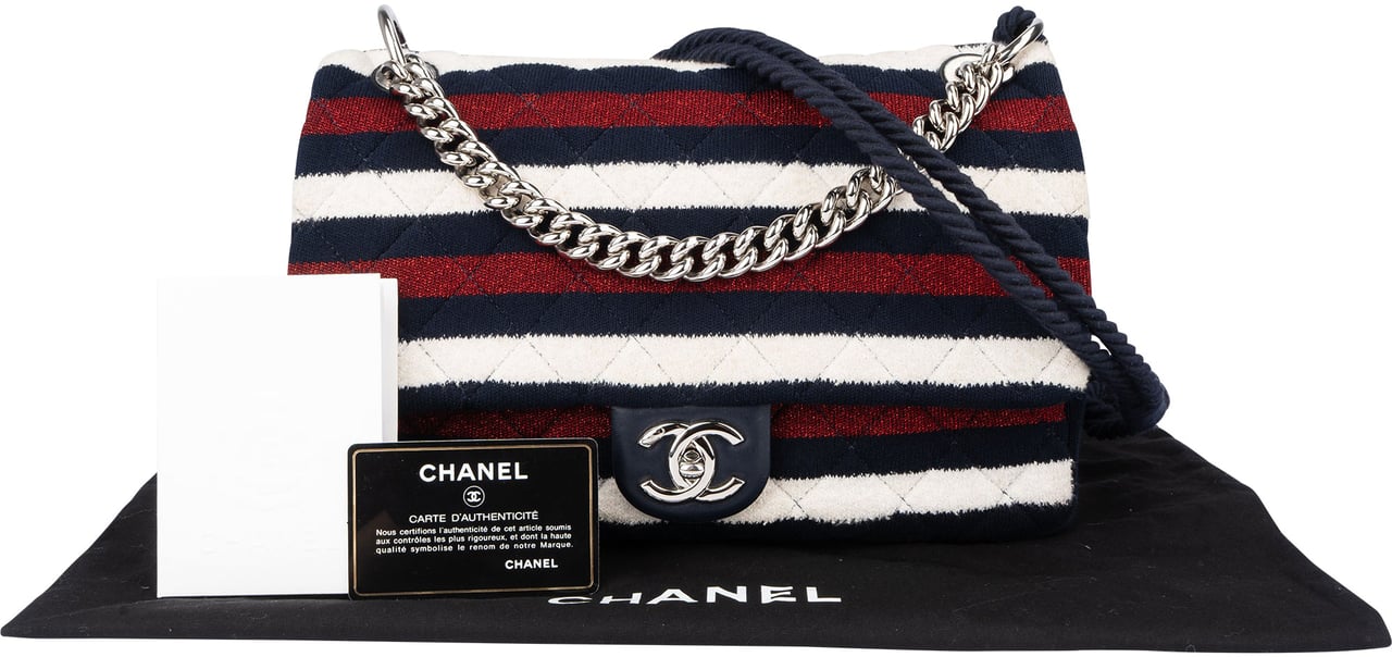 Chanel Chanel Limited Multicolor Jersey Single Flap Crossbody Bag Blauw
